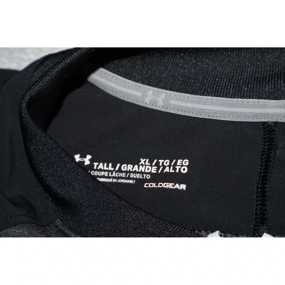 Under Armour Full Zip Jacket Mens XLT Tall Gray Black ColdGear Bomber Track